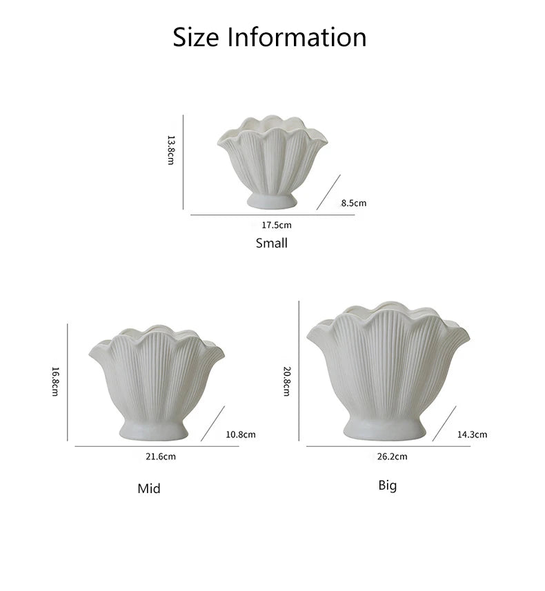Shell Shape Ceramic Flower Vase Home Decoration Flower Arrangement DIY Flowerpot Flower Pot Storage Bottle Living Room Ornaments