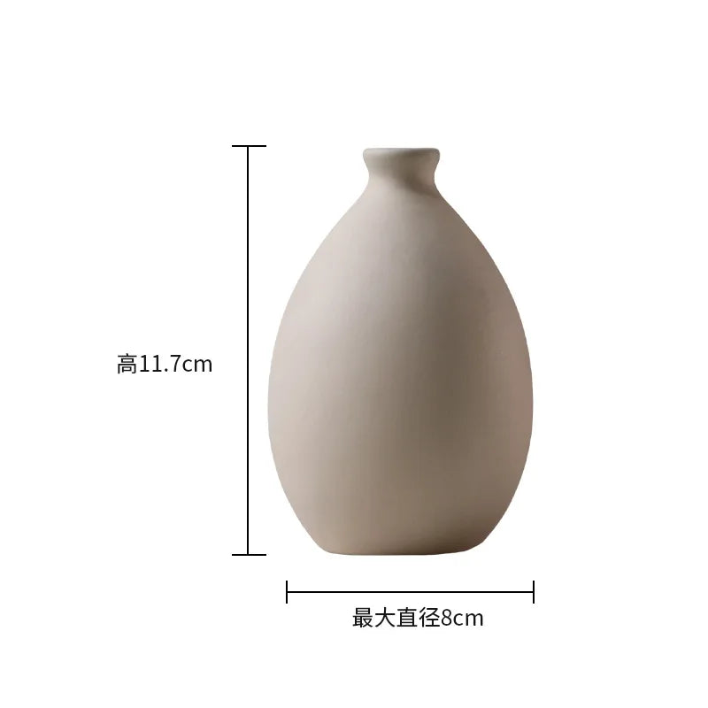Nordic Simple Plain Ceramic Vase Modern White Beige Dried Flower Bottle Living Room Porch TV Cabinet Art Aesthetic Ornaments
