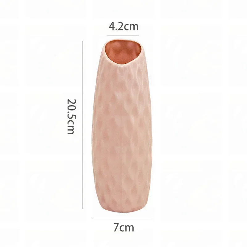 Modern Flower Vase Plastic Vases for Flowers White Pink Plastic Vase Flower Pot Basket Nordic Home Living Room Decoration