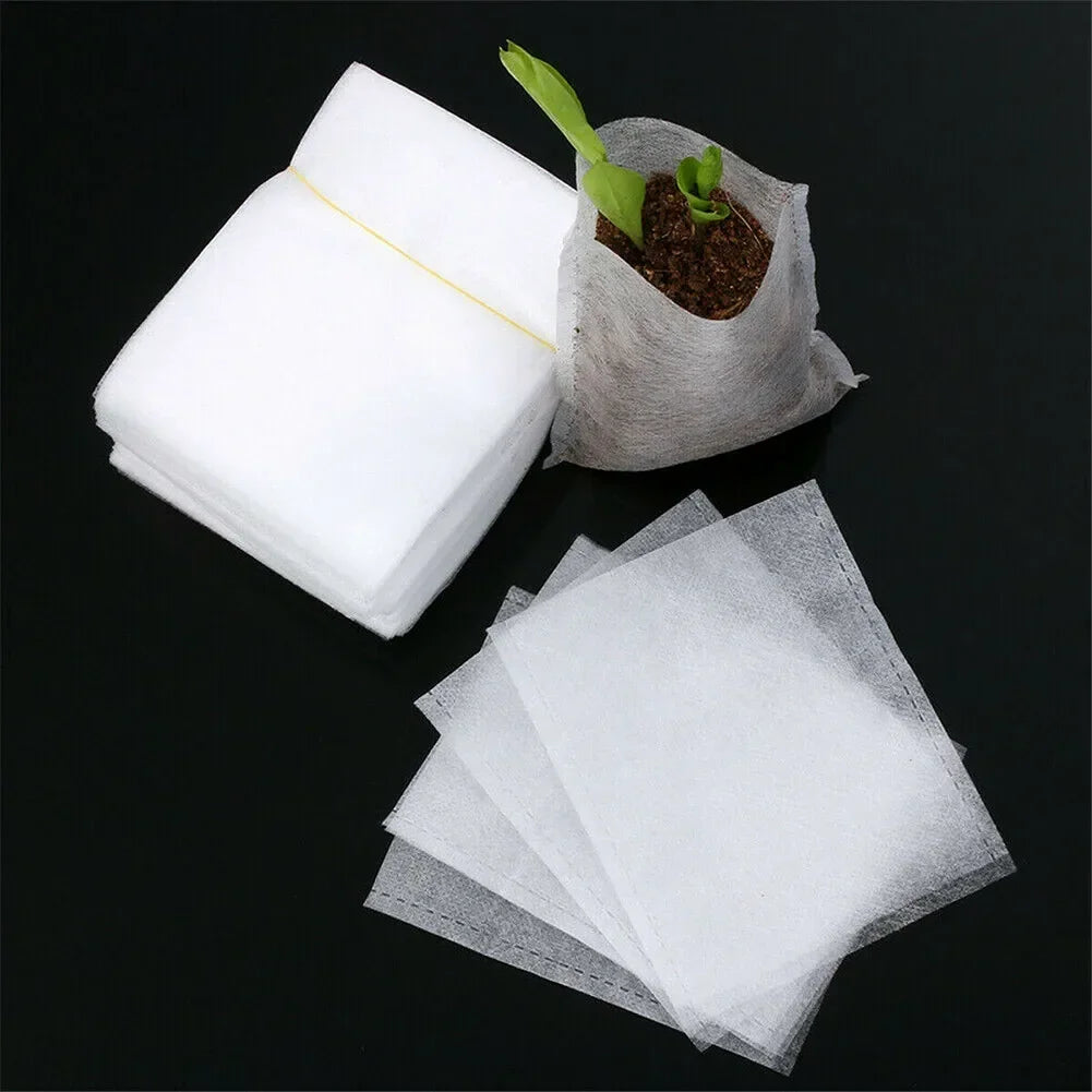 100pcs Biodegradable Nonwoven Nursery Plant Grow Bags Seedling Growing Planter Planting Pots Garden Eco-Friendly Ventilate Bag