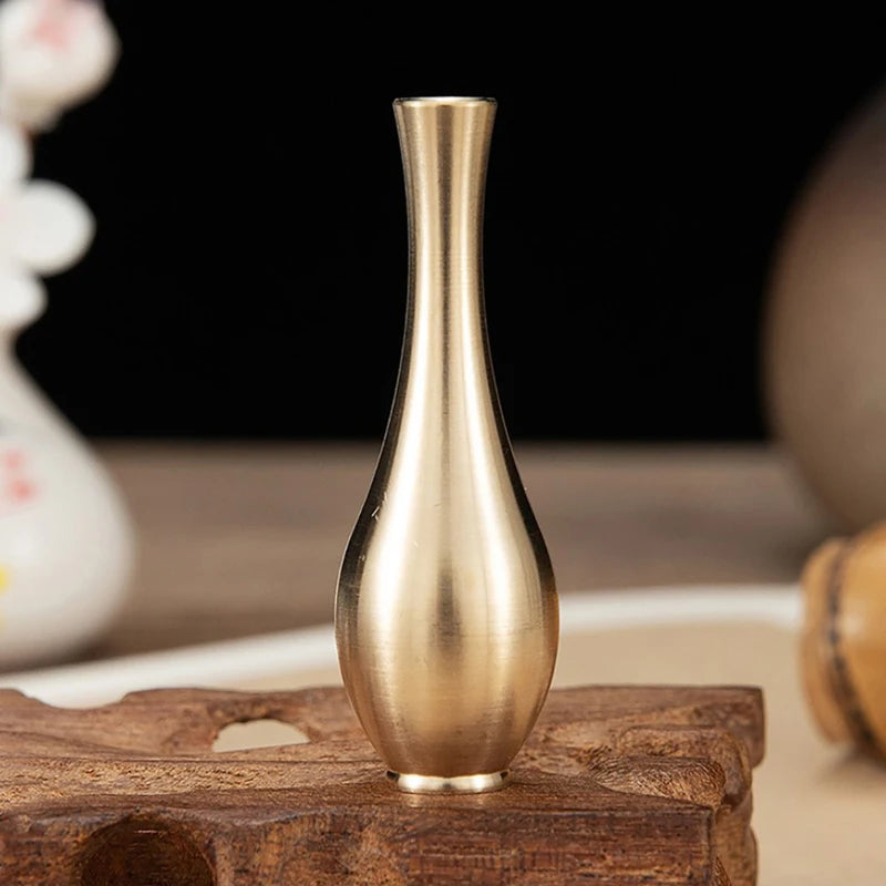Mini Pure copper vase gold decor living room Antique vase unique flower vase