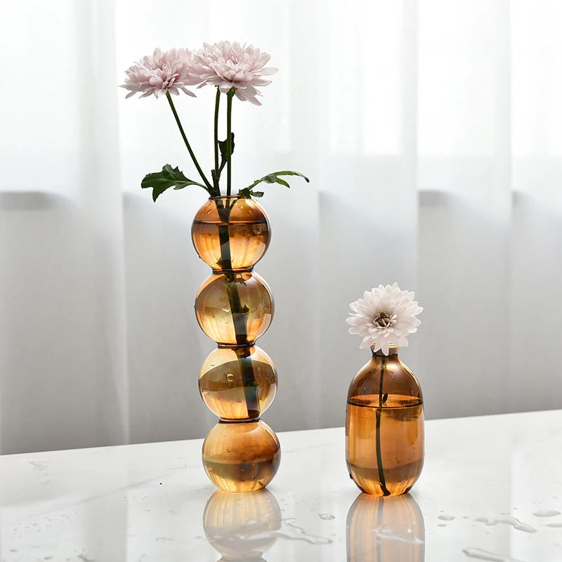 Retro Glass Vase Plant Hydroponic Terrarium Desktop Vase Glass Crafts DIY Aromatherapy Bottle Flower Arrangement Decoration