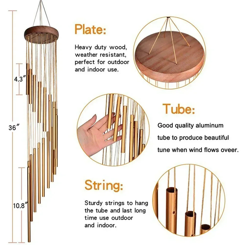 Handcrafted Aluminum Wind Chimes Beautiful For Outside Gold/silver Bells Home Patio Garden Wedding Party Memorial Decor Gifts