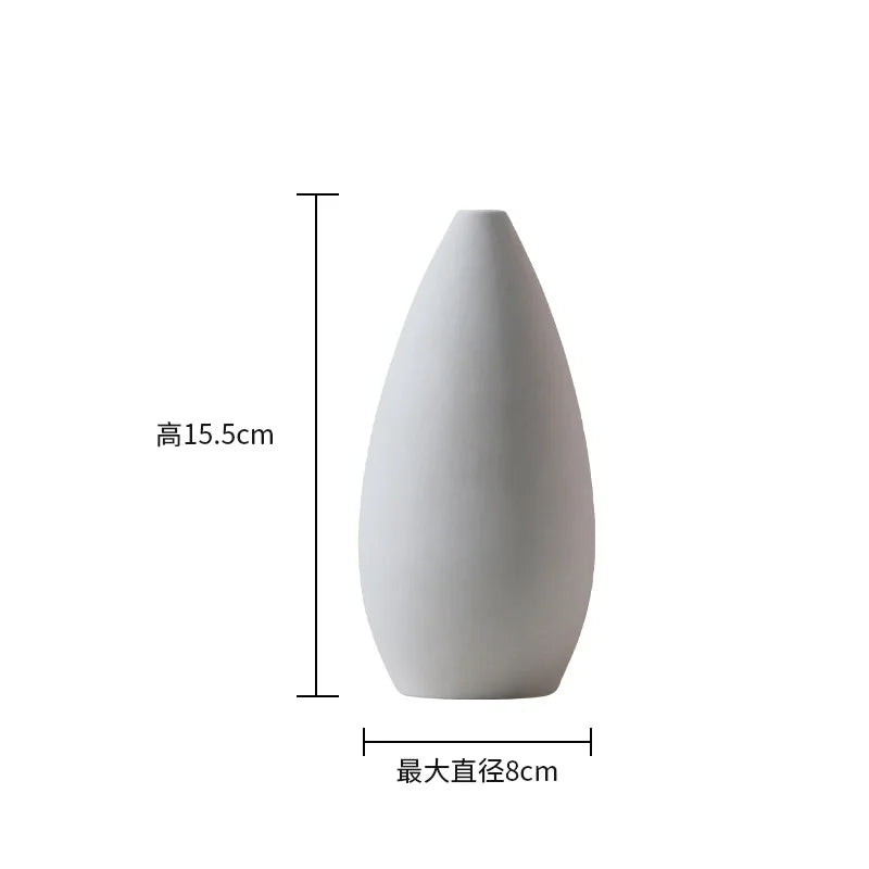 Nordic Simple Plain Ceramic Vase Modern White Beige Dried Flower Bottle Living Room Porch TV Cabinet Art Aesthetic Ornaments