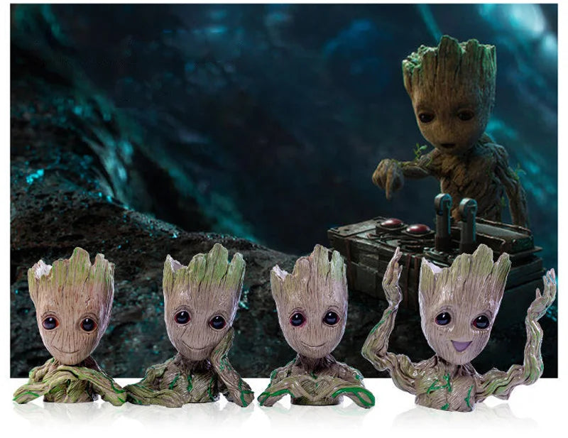 Groot Vases For Flowers Home Decoration Pots Planters Anime Figurines Home Decoration Accessories Office Storage Pen Case