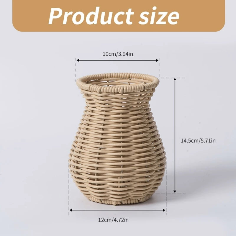 Decorative Rattan Vase Woven Decorative Table Vase for Dried Flower,Home and Office Durability and Waterproof Decors