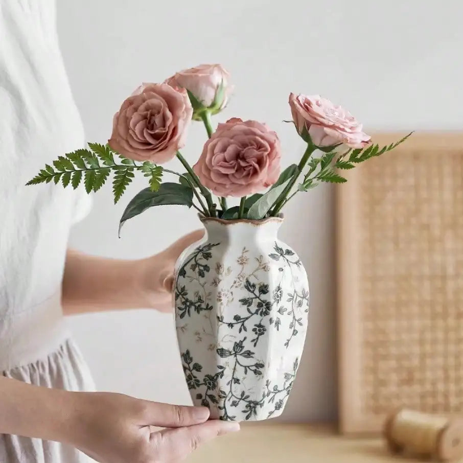 Ice Cracked Ceramic Vase Water Nourishing Flower Arrangement Dried Flower Gift Antique Blue Zen Home Decor Table Centerpiece