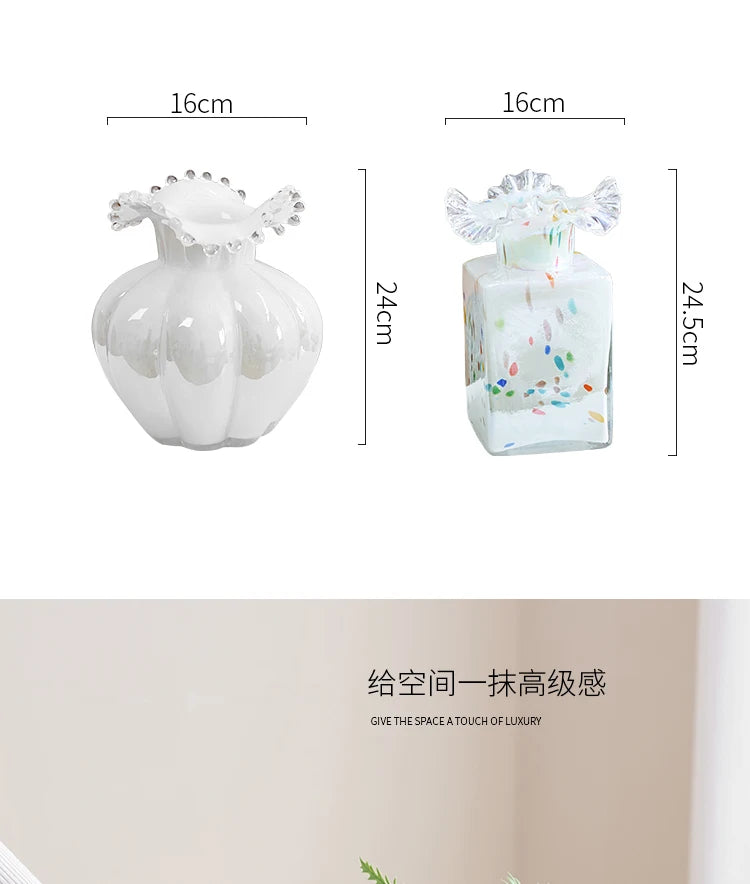 Glass Vase Purple Wave Floral Arrangement Accessories Hydroponics Terrarium Flower Vase Home Decoration Accessories
