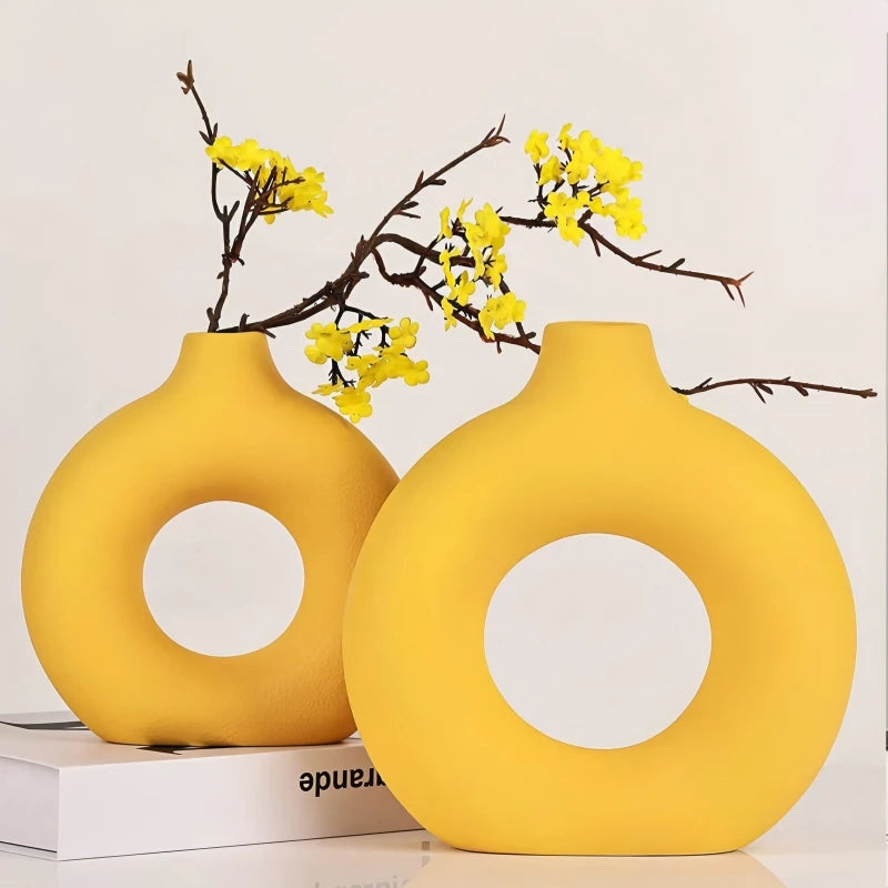 1 piece round vase decoration, imitation ceramic vase, suitable for wedding vase decoration, home living room flower arrangement