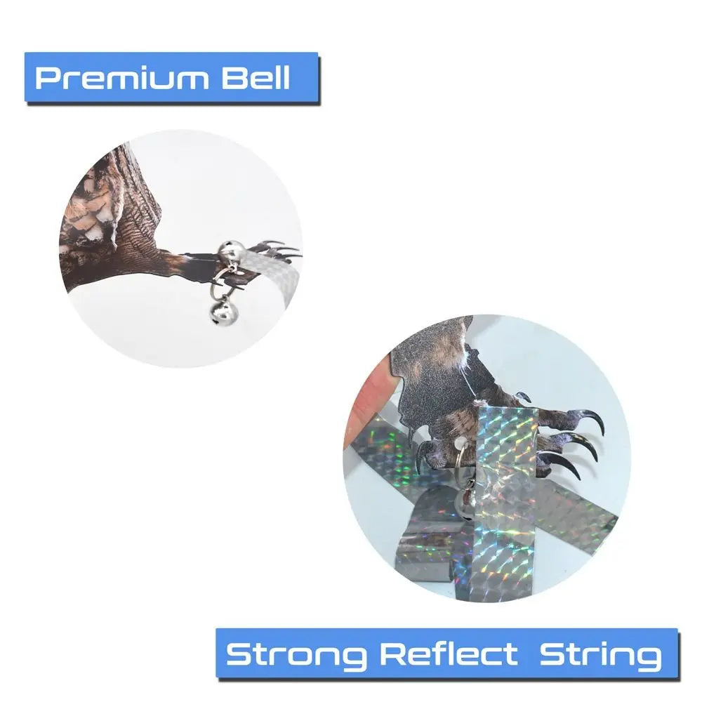 Waterproof Bird Repel Owl Scarecrow Hanging With Bells Fake Bird Scare Device Rectangle Bird Repeller Garden Decoration