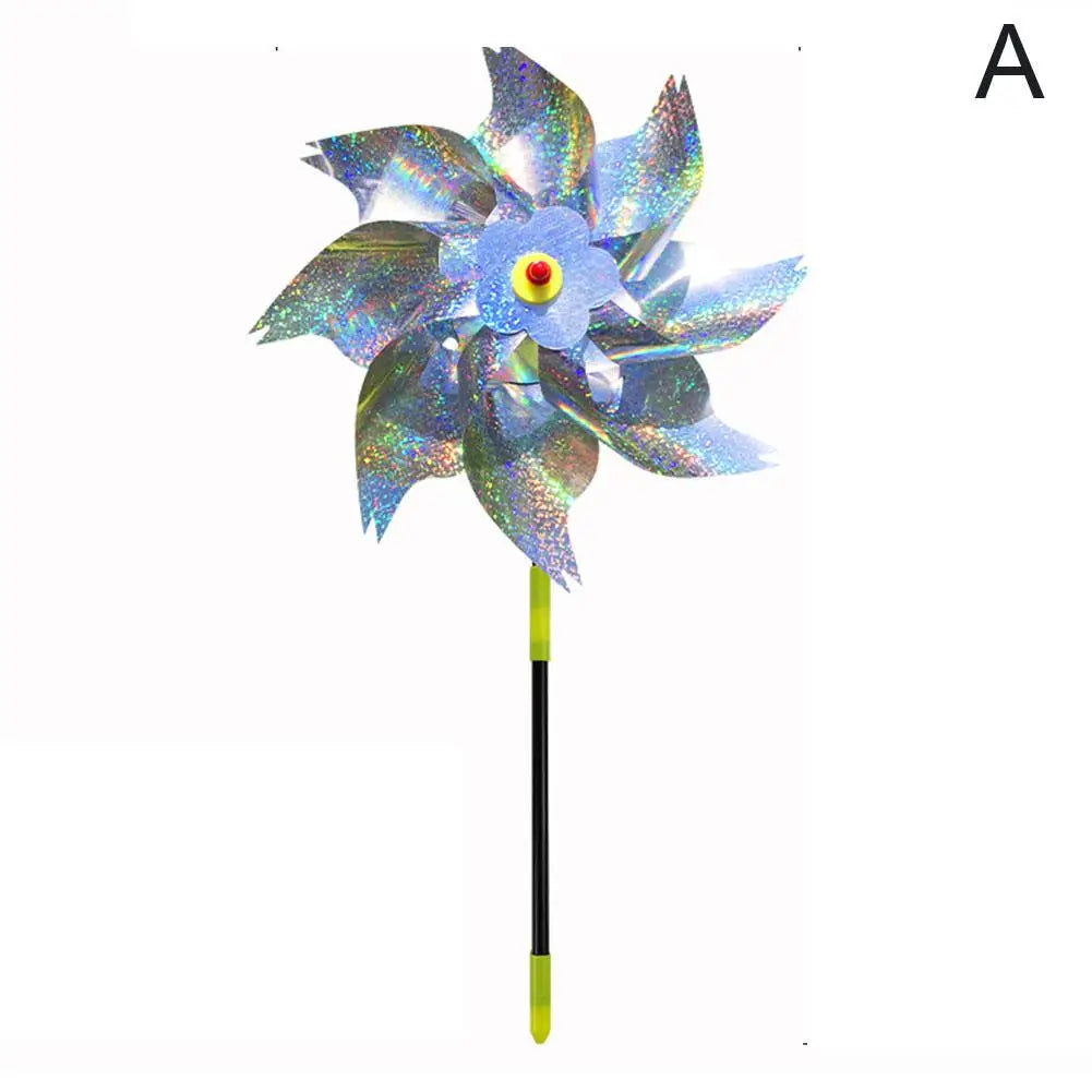 1pc Reflective Birds Repellent Windmills Sparkly Pinwheel With Stake Bird Scare Devices For Spring Garden Decor Supplies