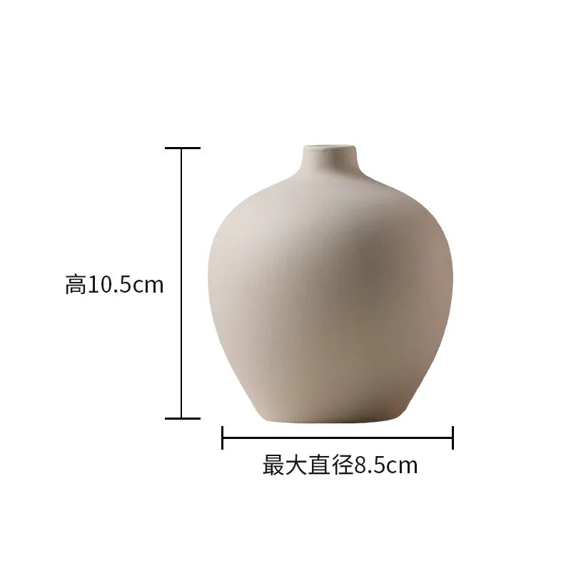 Nordic Simple Plain Ceramic Vase Modern White Beige Dried Flower Bottle Living Room Porch TV Cabinet Art Aesthetic Ornaments