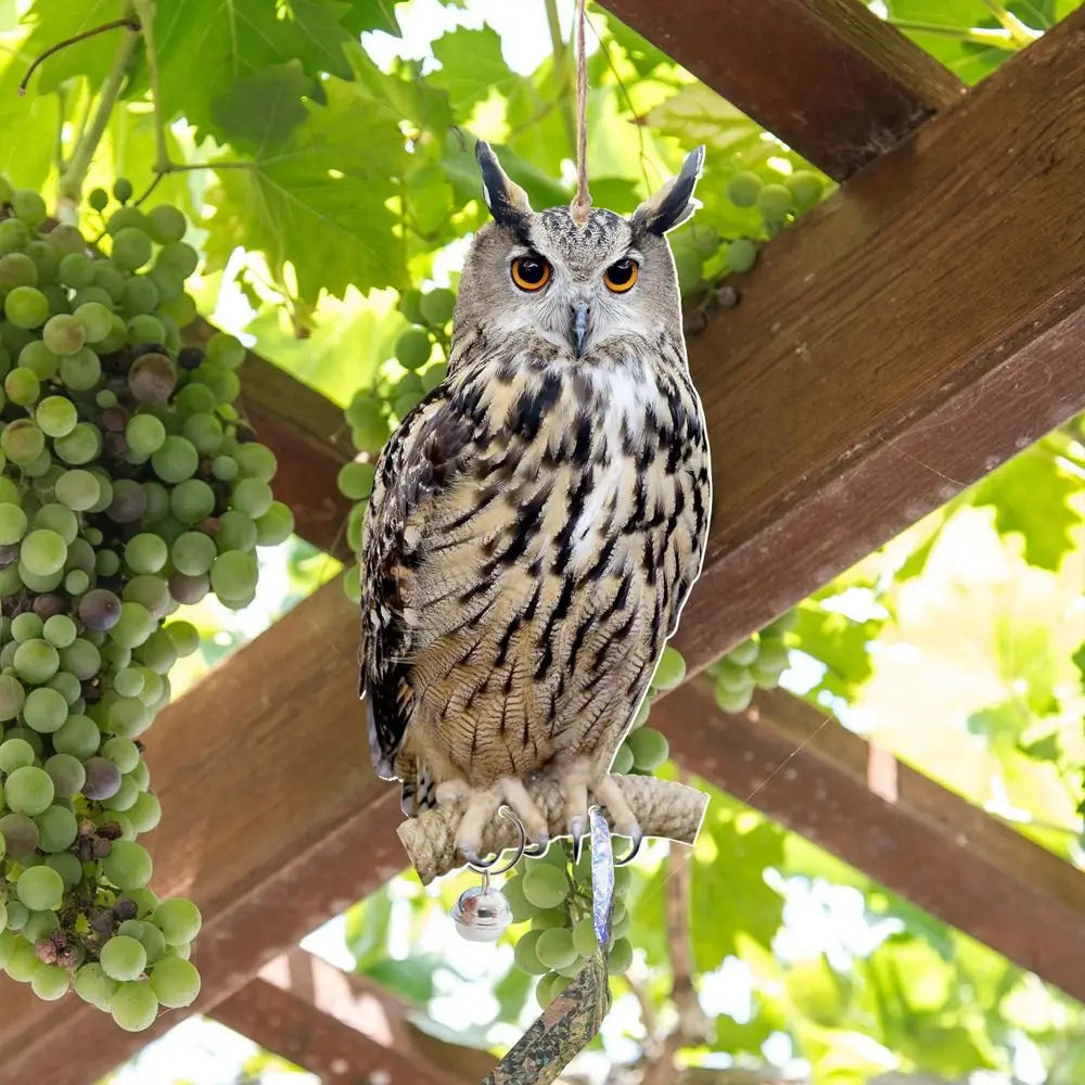 Waterproof Bird Repel Owl Scarecrow Hanging With Bells Fake Bird Scare Device Rectangle Bird Repeller Garden Decoration