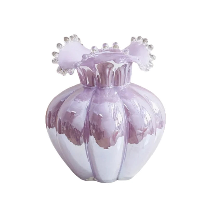 Glass Vase Purple Wave Floral Arrangement Accessories Hydroponics Terrarium Flower Vase Home Decoration Accessories