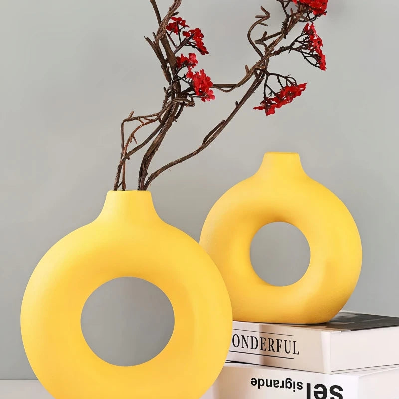 1 piece round vase decoration, imitation ceramic vase, suitable for wedding vase decoration, home living room flower arrangement