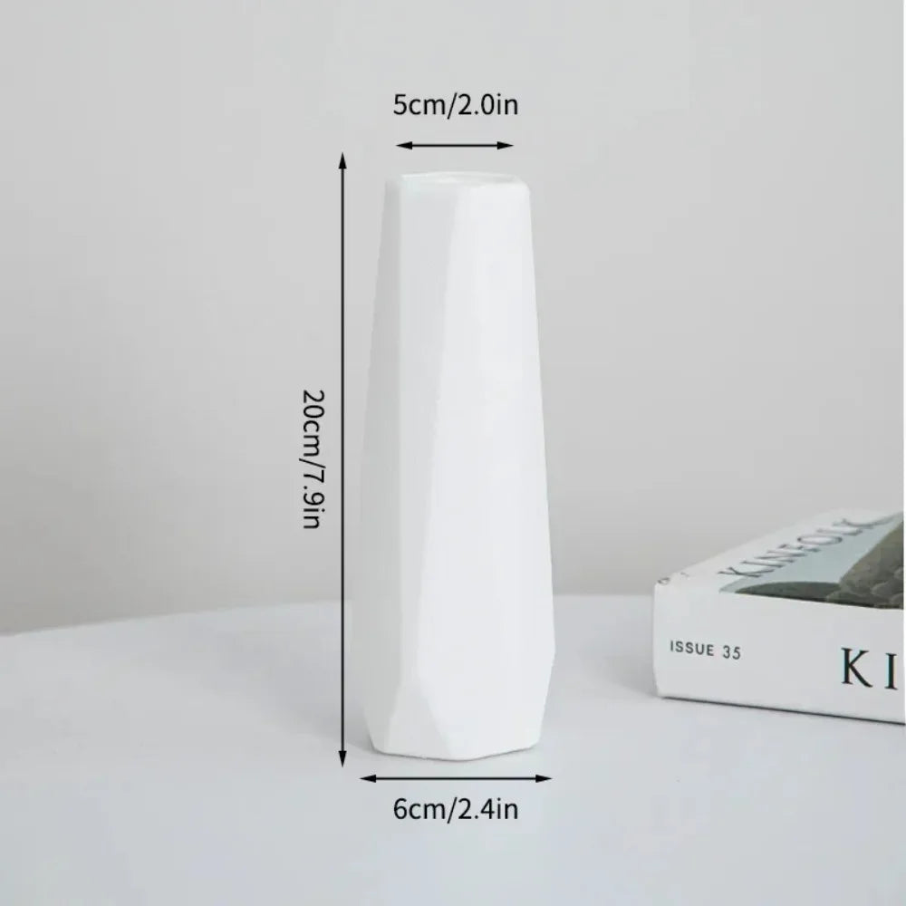 Plastic Flower Vase Fashion Nordic Style Imitation Ceramic Flower Arrangement Diamond Design Modern Flower Pot Living Room