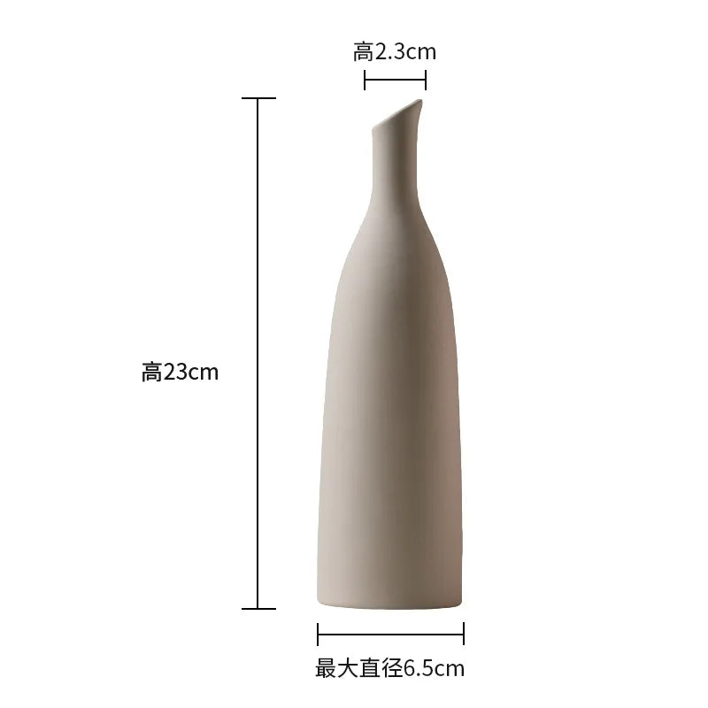 Nordic Simple Plain Ceramic Vase Modern White Beige Dried Flower Bottle Living Room Porch TV Cabinet Art Aesthetic Ornaments
