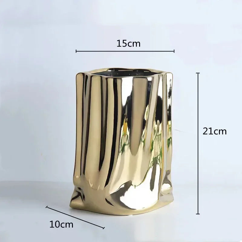 Creative Flower Pots Large Silver Ceramic Flower Cachepot Vase Planters Garden Succulent Plants Potted Modern Home Decoration