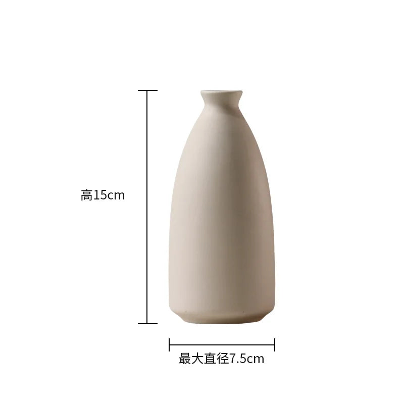 Nordic Simple Plain Ceramic Vase Modern White Beige Dried Flower Bottle Living Room Porch TV Cabinet Art Aesthetic Ornaments