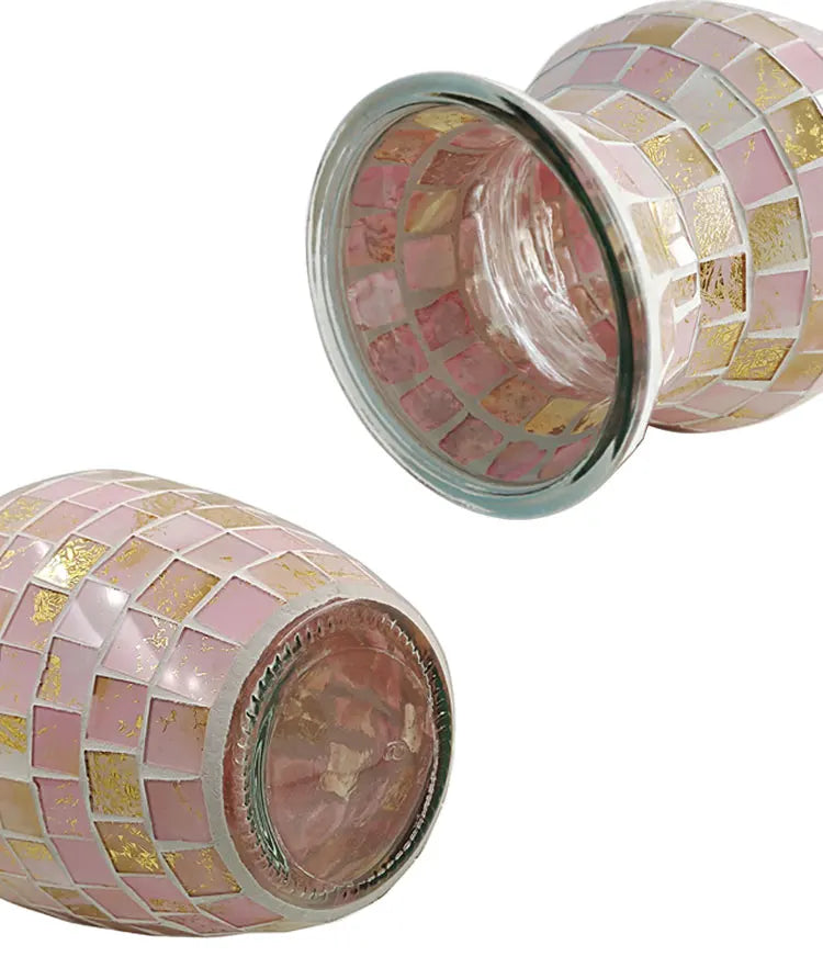 European Style Pastoral Mosaic Glass Vase, Pink and Purple, Fashion Home and Restaurant Decoration Furnishings