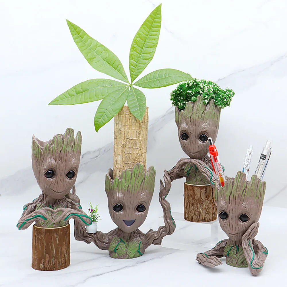 Groot Vases For Flowers Home Decoration Pots Planters Anime Figurines Home Decoration Accessories Office Storage Pen Case