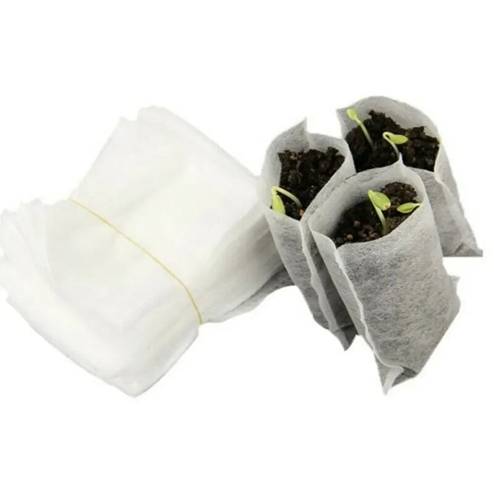100pcs Biodegradable Nonwoven Nursery Plant Grow Bags Seedling Growing Planter Planting Pots Garden Eco-Friendly Ventilate Bag