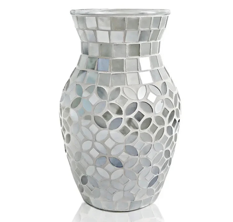 European Style Pastoral Mosaic Glass Vase, Pink and Purple, Fashion Home and Restaurant Decoration Furnishings