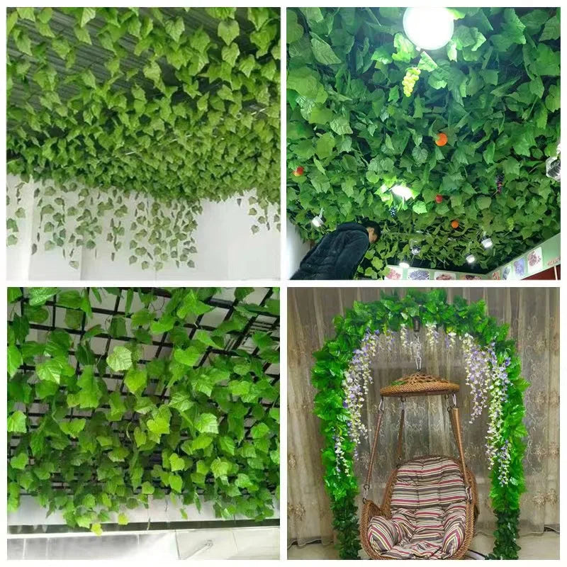 1/2/6Piece Artificial Vine Home Decor Artificial Ivy Leaf Garland Plants Vine Fake Foliage Flowers Creeper Green Ivy Wreath