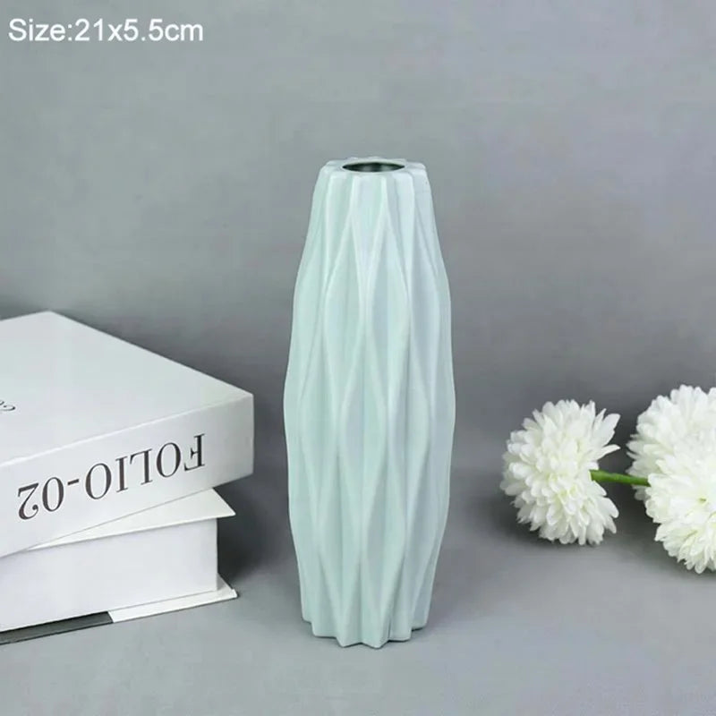 Modern Flower Vase Plastic Vases for Flowers White Pink Plastic Vase Flower Pot Basket Nordic Home Living Room Decoration
