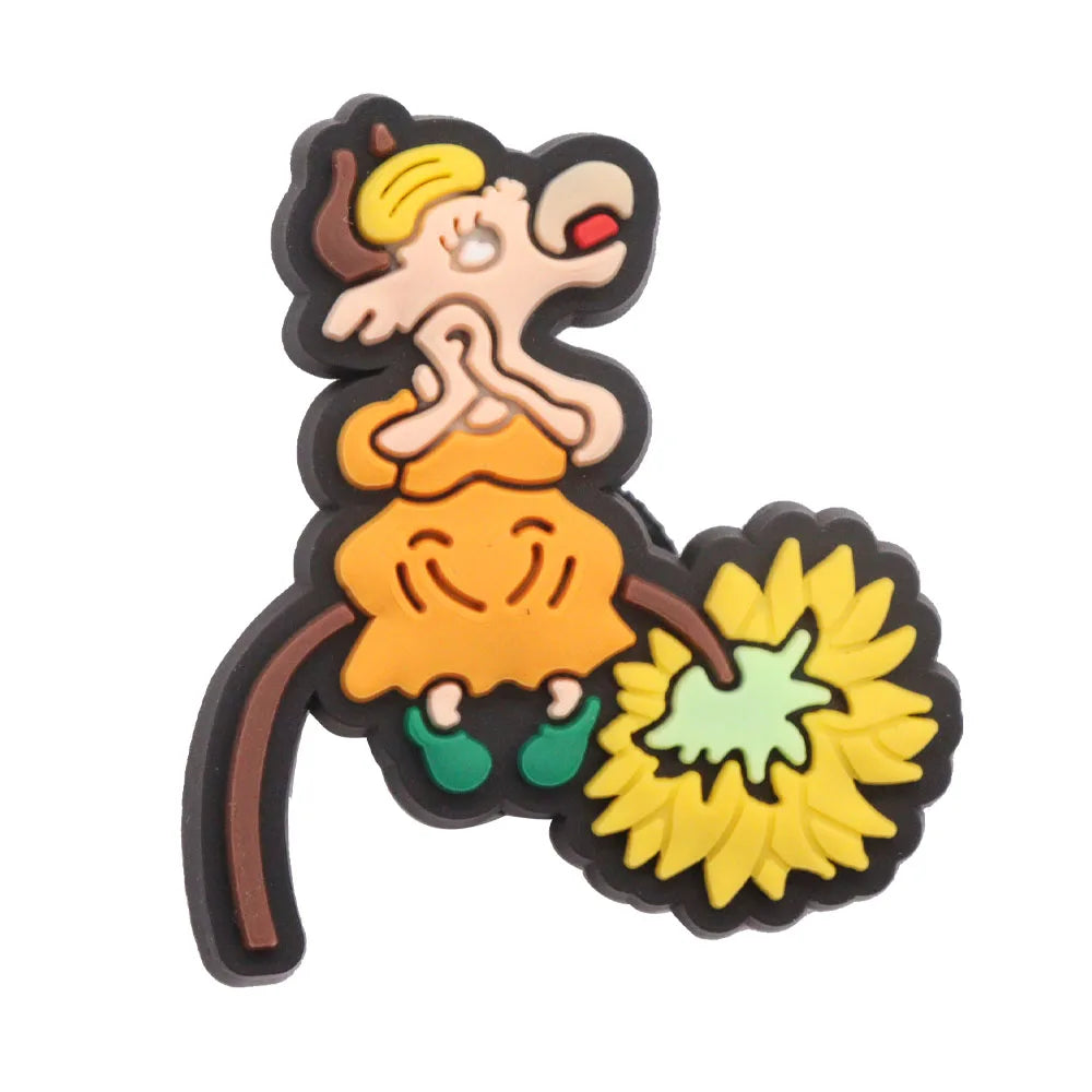 1-18PCS Cartoon Animal Panda Bamboo PVC Shoe Charms Buckle Clog Sandals Decoration Garden Shoes Button Accessories Children Gift