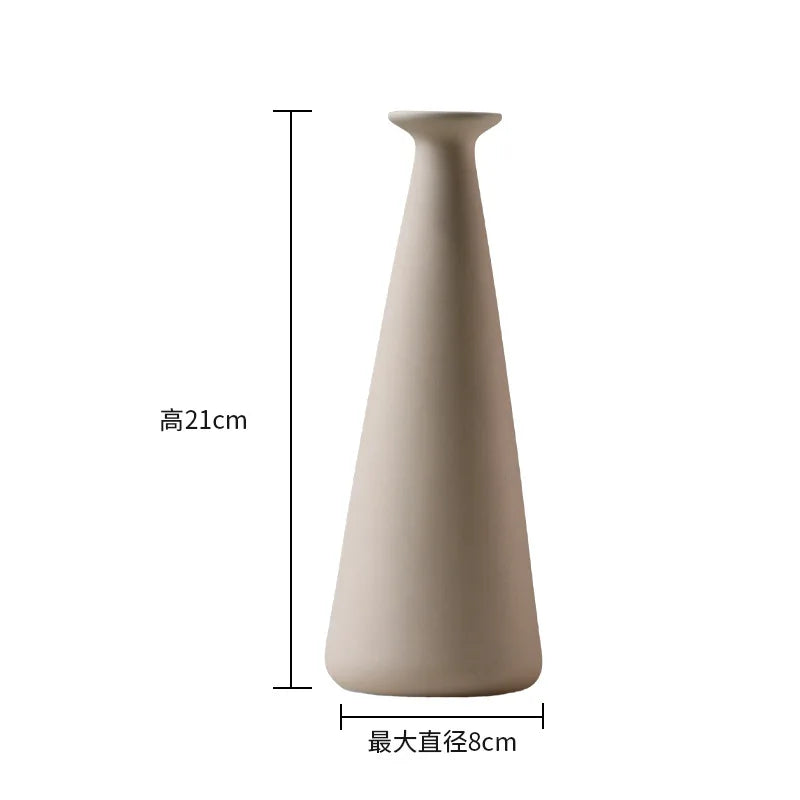 Nordic Simple Plain Ceramic Vase Modern White Beige Dried Flower Bottle Living Room Porch TV Cabinet Art Aesthetic Ornaments
