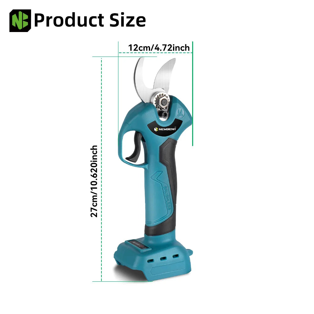 NEWBENY 30mm Cordless Brushless Electric Pruning Shears – 4 Gears, Fits Makita 18V Battery