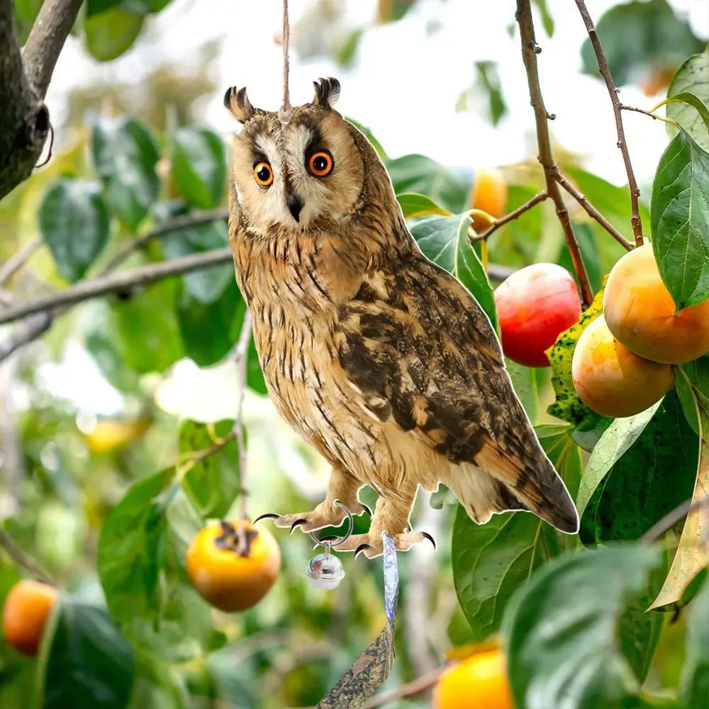 Waterproof Bird Repel Owl Scarecrow Hanging With Bells Fake Bird Scare Device Rectangle Bird Repeller Garden Decoration