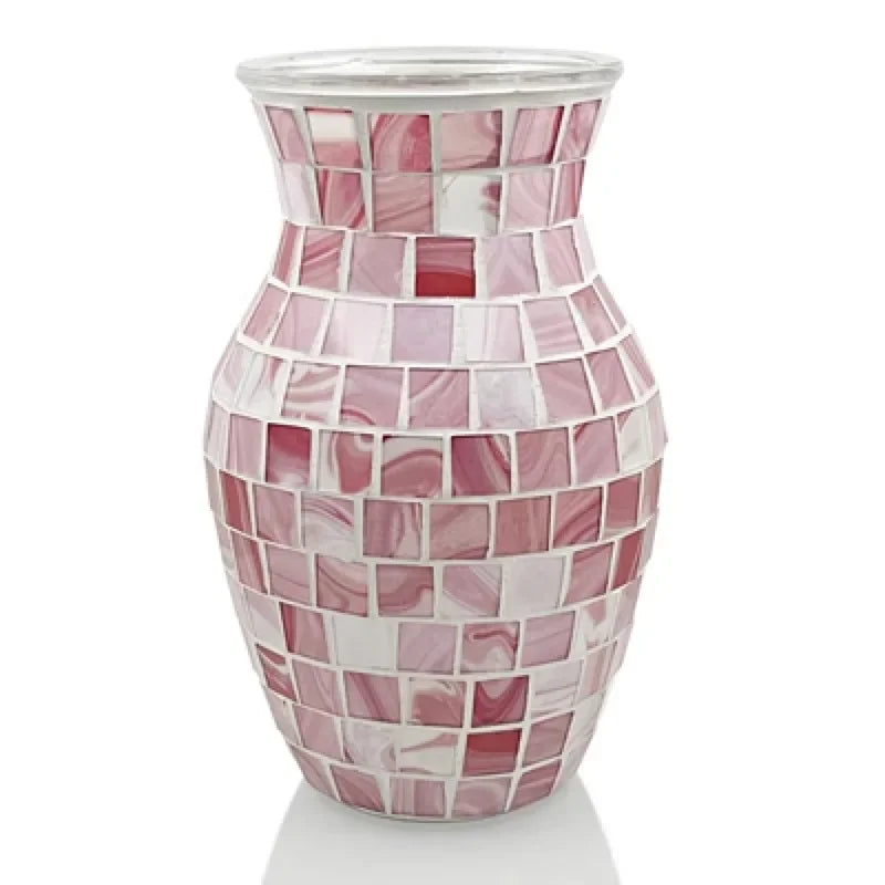 European Style Pastoral Mosaic Glass Vase, Pink and Purple, Fashion Home and Restaurant Decoration Furnishings