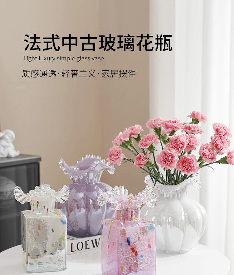 Glass Vase Purple Wave Floral Arrangement Accessories Hydroponics Terrarium Flower Vase Home Decoration Accessories