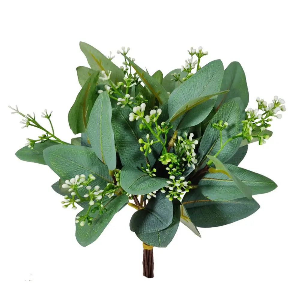 1/10PCS Artificial Plant Eucalyptus Leaves Greenery Stems With Flower Fake Plants Gift Home Decor Wedding Party Wedding Ornament