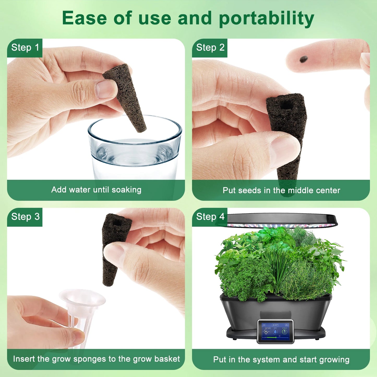 50 Pack Seed Grow Sponges Hydroponics Starter Replacement Root Growth Sponges Gardening Pod Garden Planting Accessories