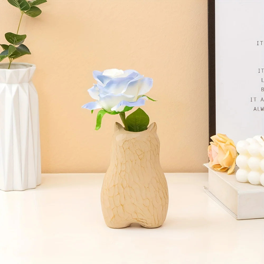 1 Cute Love Cat Vase - Handmade Romantic Flower Pot for Couples, Modern Spring/Summer Home Decoration
