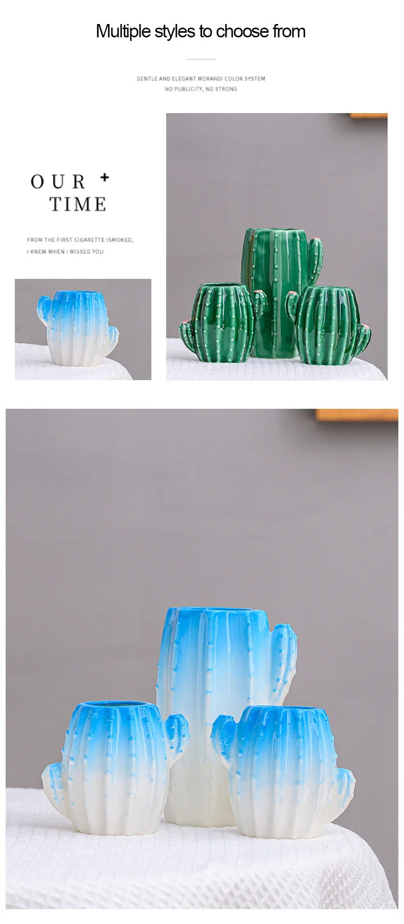 European style creative ceramic cactus vase decoration, dried flowers, hydroponic flowers, living room, pen holder, TV cabinet,