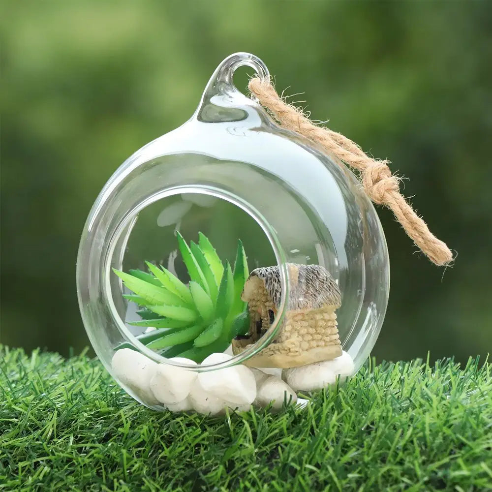 Hanging Glass Ball DIY Bauble Plant Pot Clear Glass Tea Light LED Candle Holder Fillable Bauble Tabletop Vases Decoration Crafts