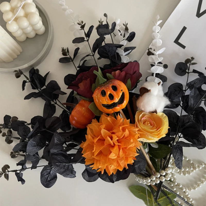 1-10pcs Black Eucalyptus Leaf Artificial Plants Diy Christmas Fake Plant Flower Bouquet Ornament Home Garden Party Wedding Decor