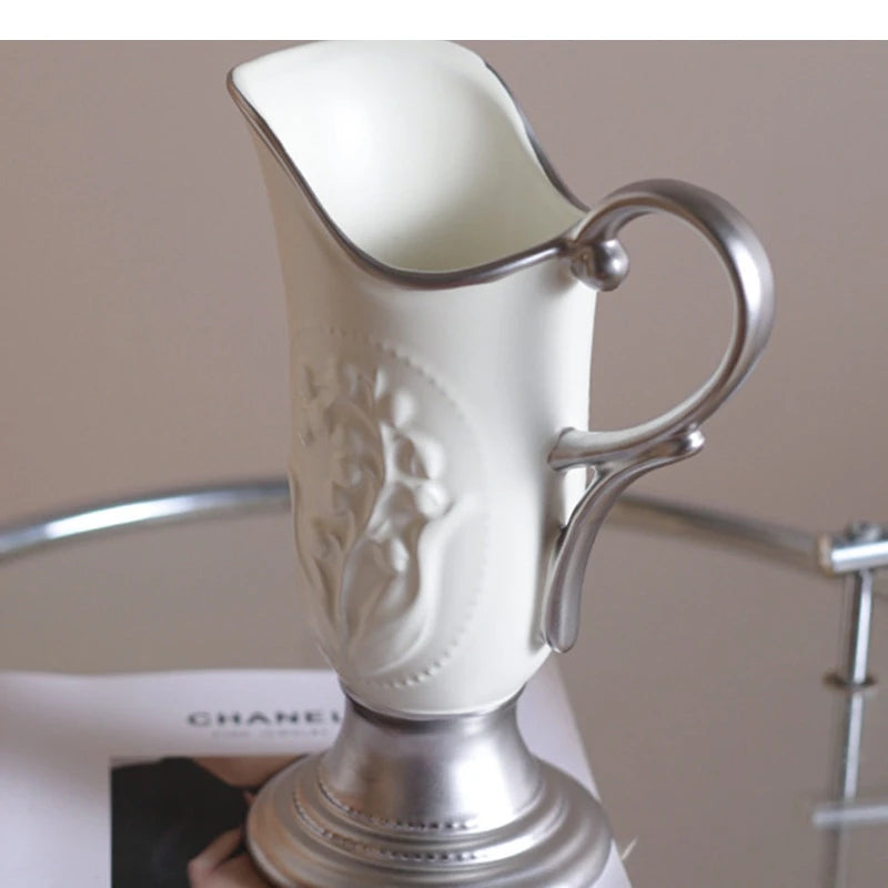 Light Luxury Ceramic Vase French Retro Flower Arrangement Crafts Decoration Room Aesthetics Decor Art Pot