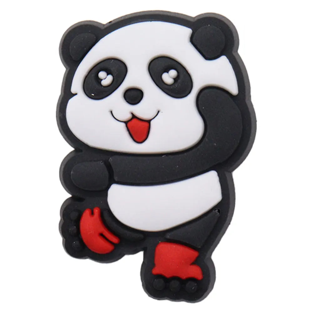 1-18PCS Cartoon Animal Panda Bamboo PVC Shoe Charms Buckle Clog Sandals Decoration Garden Shoes Button Accessories Children Gift