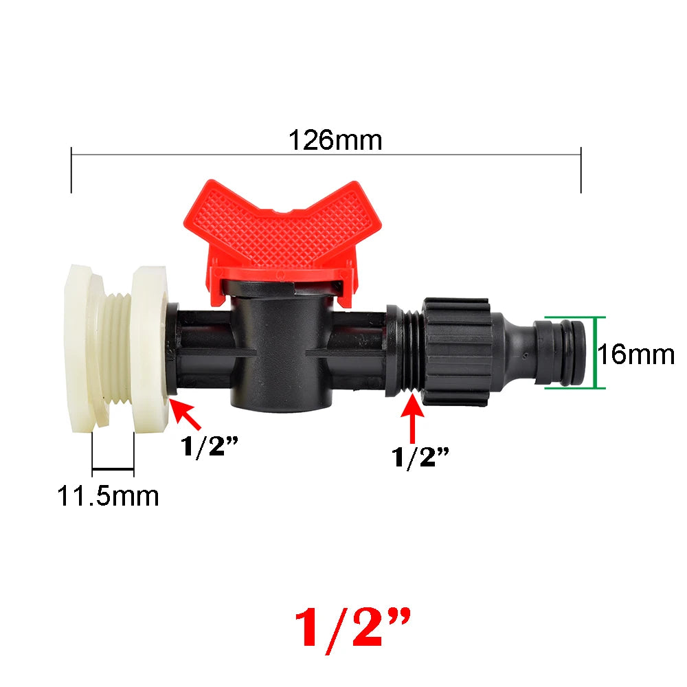 1pc 1/2 3/4" Plastic Male Thread Water Faucet Fish Tank Tap Adapter Assembly Drainage Faucet Aquarium Valve Garden Accessories