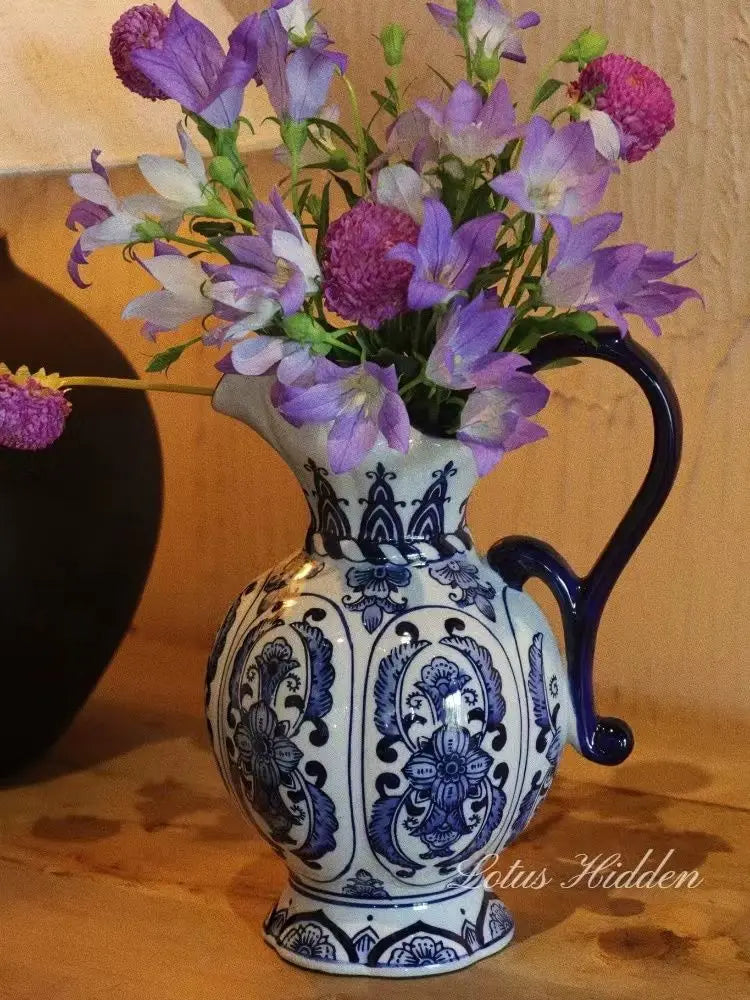 Exquisite Ceramic Vase Antique Blue White Porcelain Flower Container Living Room Home Decoration Flower Porcelain Vase Crafts