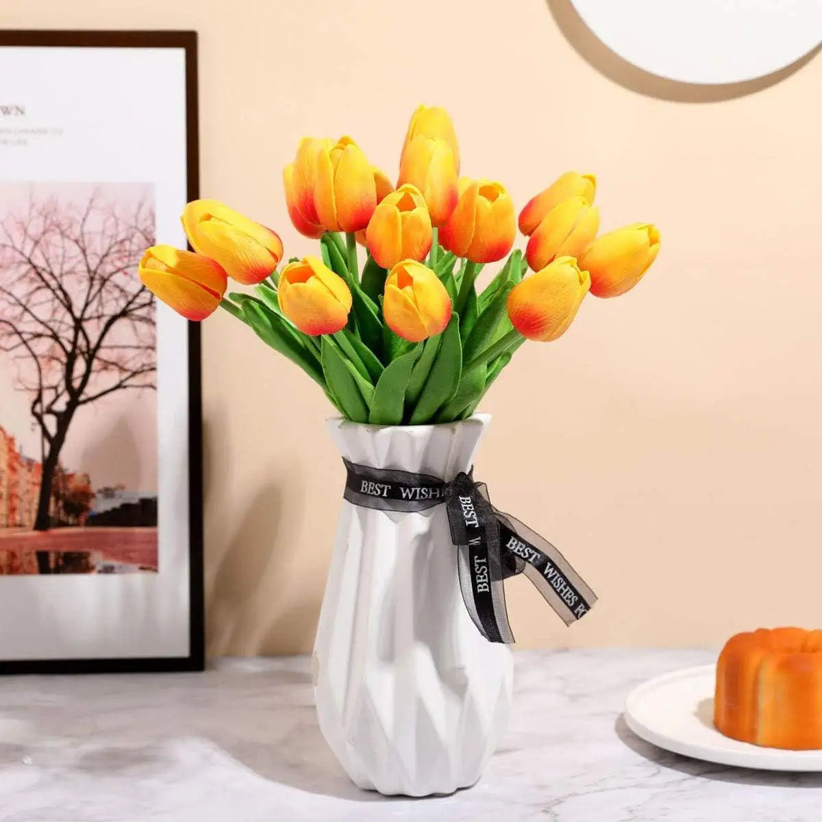 1/3/5/10pcs Tulips Artificial Flowers White Fake Tulips Bouquet Silicone Tulip Flower Home Decor Valentines Gift Wedding Bouquet