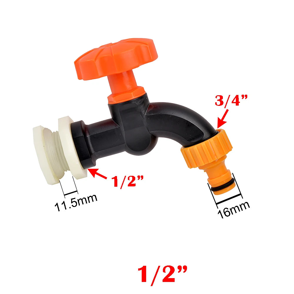 1pc 1/2 3/4" Plastic Male Thread Water Faucet Fish Tank Tap Adapter Assembly Drainage Faucet Aquarium Valve Garden Accessories