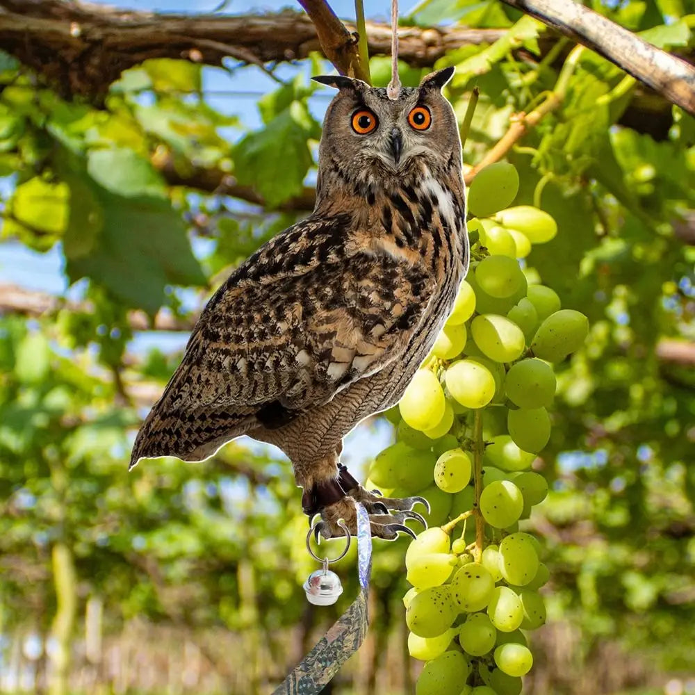 Waterproof Bird Repel Owl Scarecrow Hanging With Bells Fake Bird Scare Device Rectangle Bird Repeller Garden Decoration