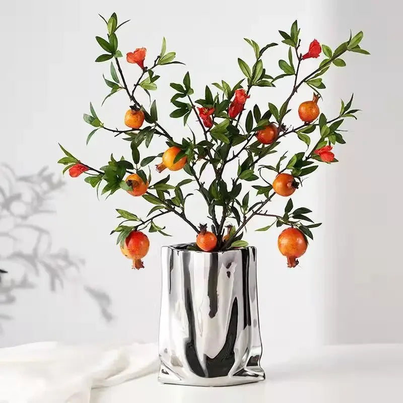 Creative Flower Pots Large Silver Ceramic Flower Cachepot Vase Planters Garden Succulent Plants Potted Modern Home Decoration