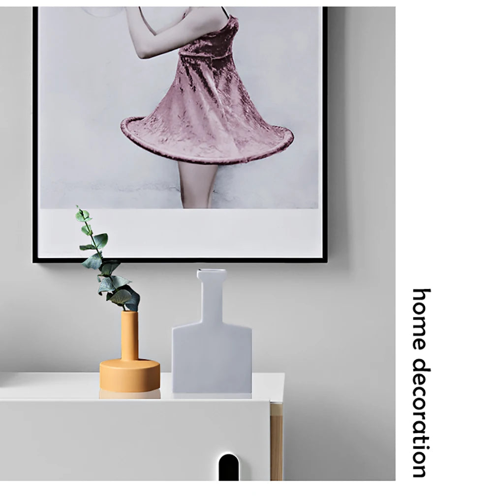 Nordic Morandi ceramic Vase geometric Ornaments Room Decor modern decorative dried flower Vase home decoration Wedding Gifts
